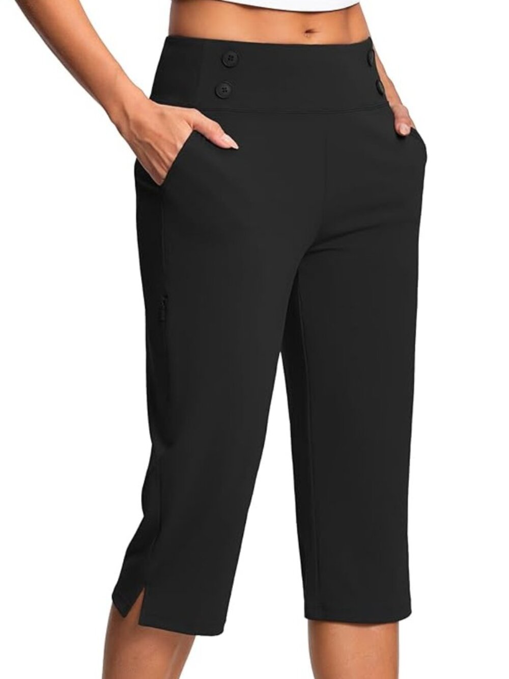 NWOT  18" Capri Pants for Women High Waist Stretch Small Black  Golf Capri